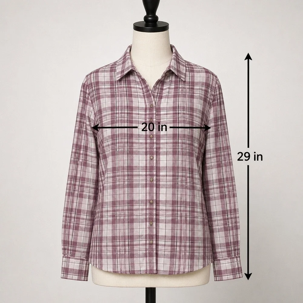 NWT JACHS Girlfriend Purple Plaid Snap Front Shirt Soft Button Down S Flannel